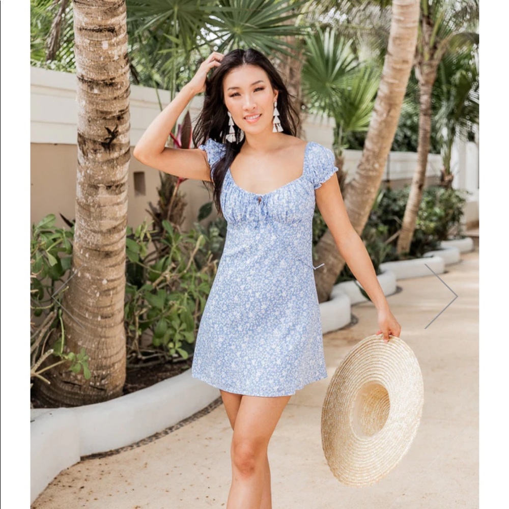 * Pink Lily * ROADSIDE DAISIES LIGHT BLUE FLORAL DRESS